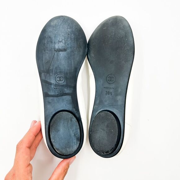 Chanel CC Cap Toe Ballet Bow Flats Leather - Picture 9 of 13